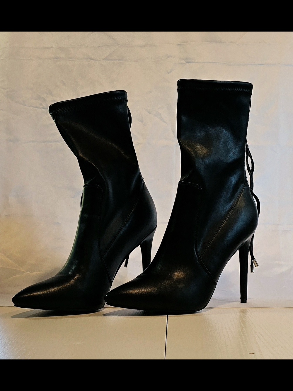 PrettyLittleThing Black Pointed Stiletto Sock Boots